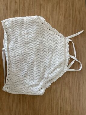 Hollister White Crochet Trim Halter Top